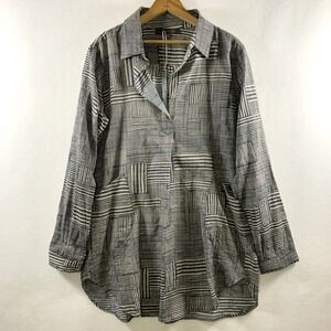 Tysa Womens Oversized Tunic‎ Top Sz 2 M Slate Lagenlook Boho Artsy Coastal USA